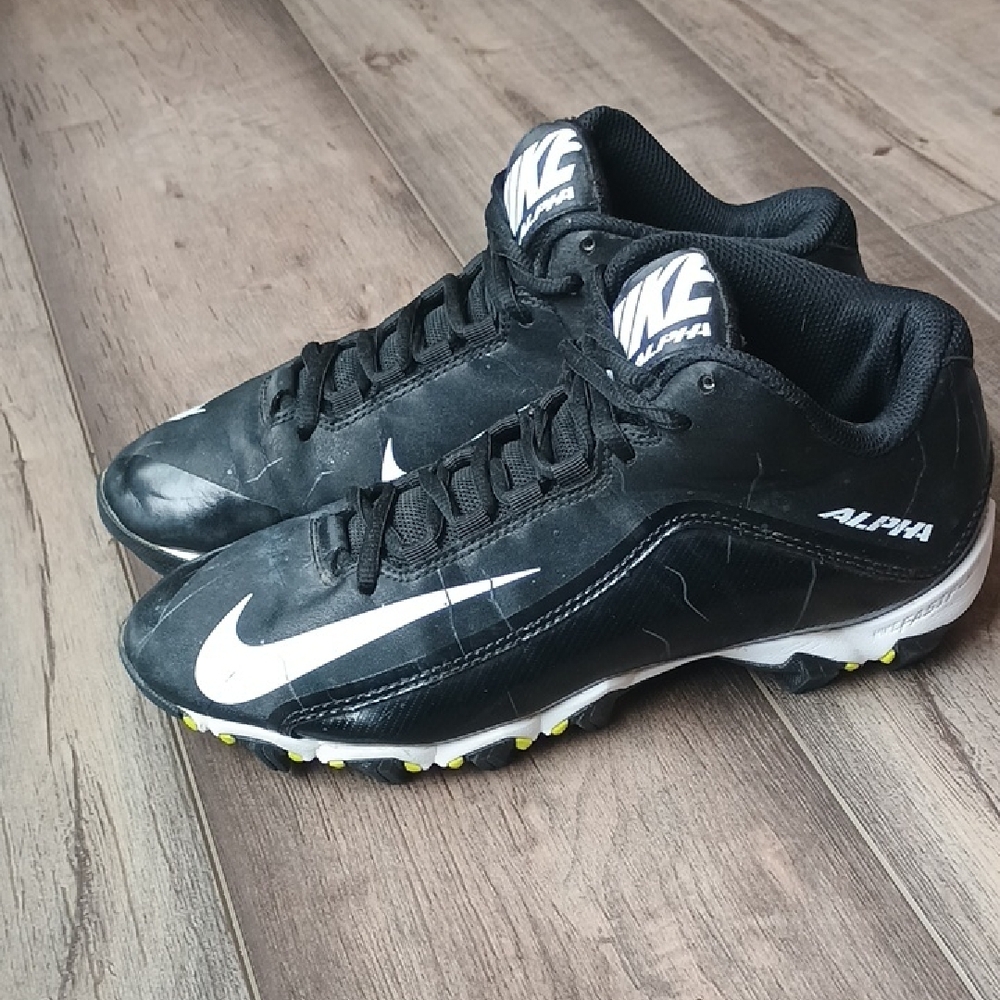 Nike Alpha Black and White Sports Cleats Fastflex